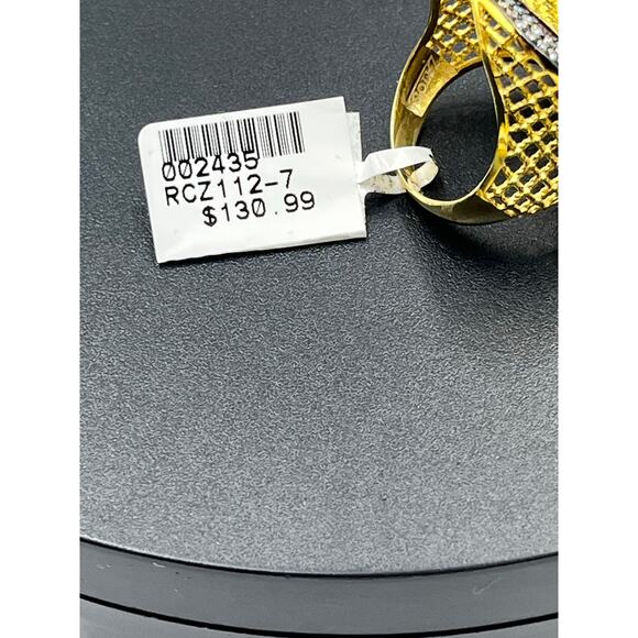 Sterling Silver Vermeil Signed Spider Web Weave CZ Pave Ring Sz 7.5 New - Picture 5 of 11